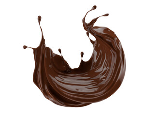 chocolate splash isolated on white background. 3d render