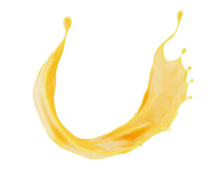 orange juice splash isolated on white background. 3d render