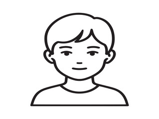 Cute child boy outline illustration in elegant vector style
