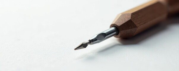 Fototapeta premium Close-up of antique screwdriver against white , handle, detail
