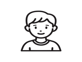Minimalist flat icon of boy in clean vector design