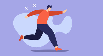 Dynamic illustration of a man running and pointing forward, symbolizing progress, new directions, leadership, and goal achievement. Ideal for business and modern concepts.