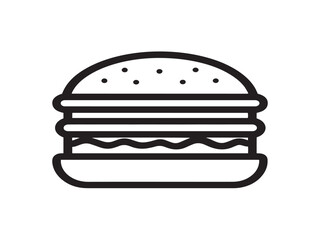 Delicious hamburger outline in clean line art vector format