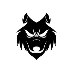 head wolf silhouette logo design vector