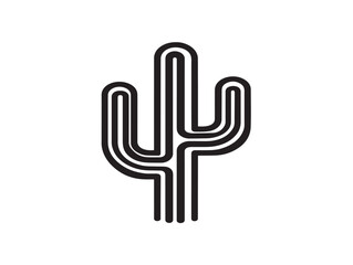 Decorative cactus desert plant outline in elegant vector style