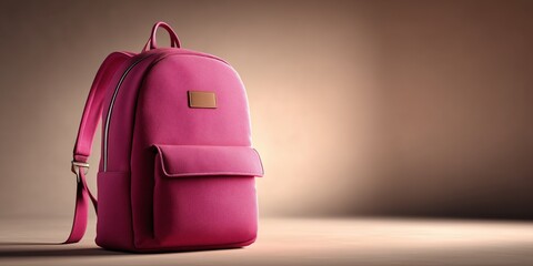 Minimal modern backpack with front pocket and subtle texture against beige gradient background

