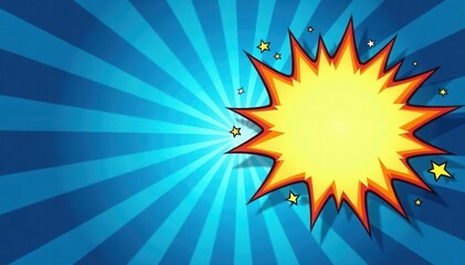 Starburst blue background, cartoon comic template design, template, bang, playful