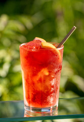 glass of classic red spritz cocktail