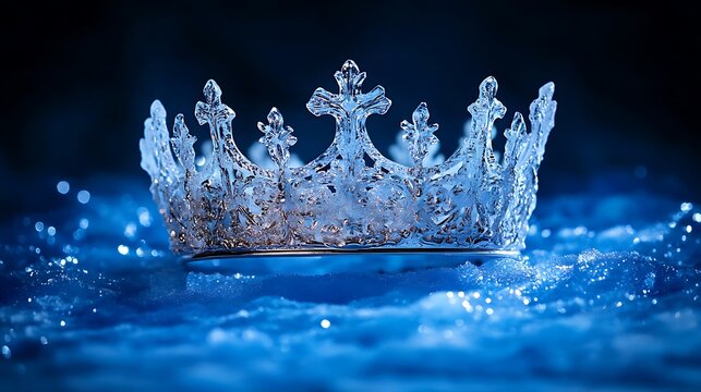 Blue liquid splashes and fresh drops of water create a transparent and clean abstract motion on a dark background