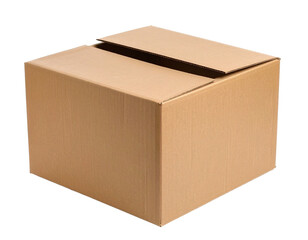 Moving cardboard box isolated on white.