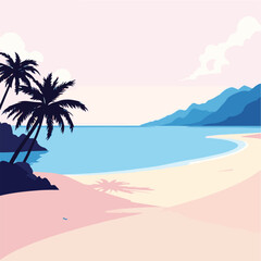 Sandy beach with palm trees and ocean