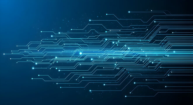 Abstract digital technology background with circuit board elements network and connection