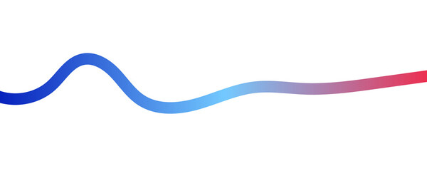 Colorful Gradient Wave Ribbon. Abstract Flowing Line with Loop and Smooth Curve. Blue to Red Transition with Purple Blend. Minimal Fluid Stroke for Modern Digital Art, Futuristic Graphic Background