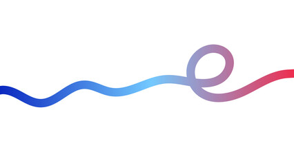Abstract Gradient 3d Wavy Line Background. Smooth Flowing Ribbon with Color Transition from Blue to Purple to Red. Minimalist Fluid Shape with Loop Curve. transparent or white background 
