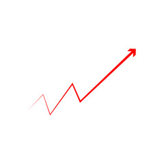 Red Arrow Growth Line Chart – Business Success and Financial Growth Concept Vector on Transparent Background