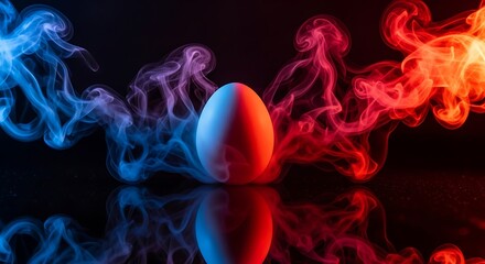 Obraz premium Egg in vibrant smoke