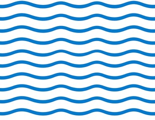Simple repeating blue wavy lines on white