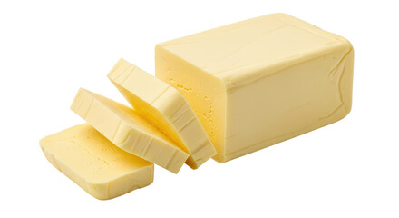Isolated Block of Butter with Slices Cut