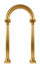 Luxury Golden Arch Frame with Intricate Pillar Details &ndash; Transparent PNG for Digital and Print Design.