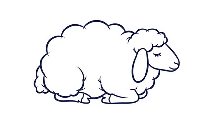 Isolated Sleeping Sheep Outline