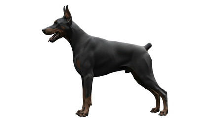 Isolated Doberman Pinscher Standing Profile