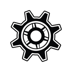 Black 3D gear icon or logo

