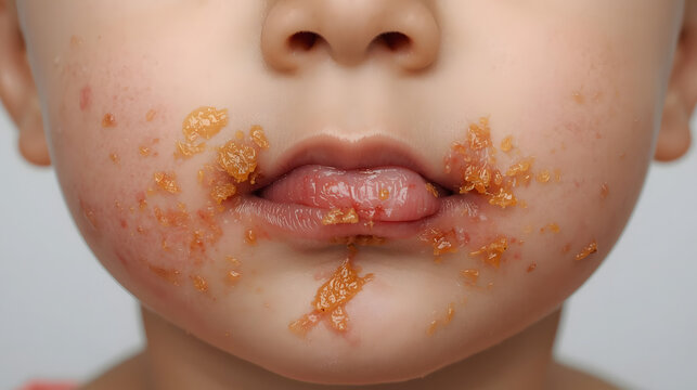 Clinical Close-Up of Impetigo on Child&rsquo;s Face
