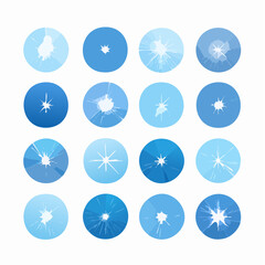 Set of different sparkling blue light effects