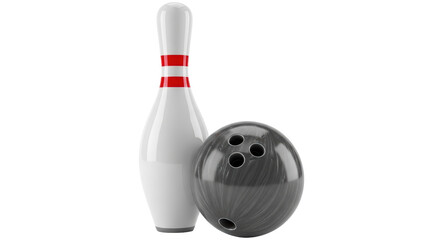 Isolated Bowling Ball and Pin