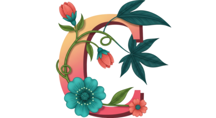Isolated Floral Letter C