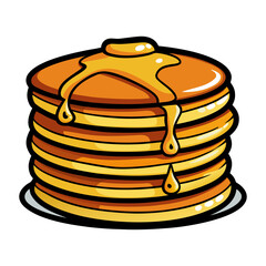 Delicious stack of pancakes with honey dripping vector illustration, perfect for breakfast food designs, restaurant menus, and culinary branding projects