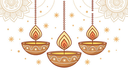 Naklejka premium hanging set of candles diwali