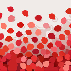 Beautiful decorative red rose petals lying on a white background