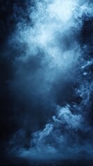 Dramatic Dark Blue Smoke Background With Light Effects