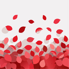 Beautiful decorative red rose petals lying on a white background