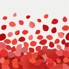 Beautiful decorative red rose petals lying on a white background