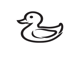 Obraz premium Cute Duck Icon in Minimalist Clean Vector Line Art Illustration Style