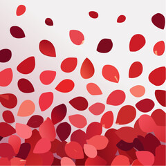 Beautiful decorative red rose petals lying on a white background