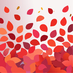 Beautiful decorative red rose petals lying on a white background