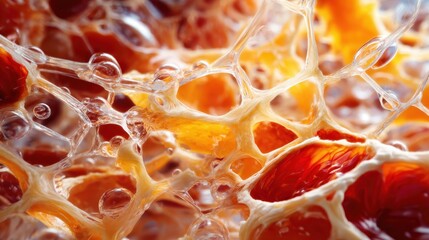 A close-up abstract representation of colorful cells showcases intricate details, emphasizing the beauty and complexity of nature at a microscopic level.