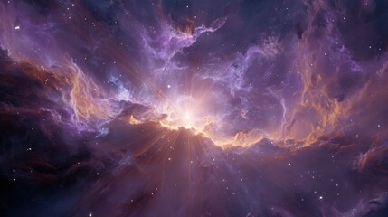 Obraz premium Vibrant cosmic nebula with swirling gas clouds and distant stars