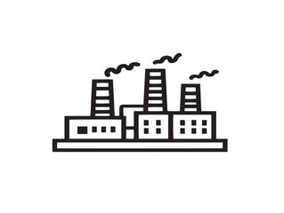 Obraz premium Elegant Factory Building Icon with Contemporary Minimal Line Illustration