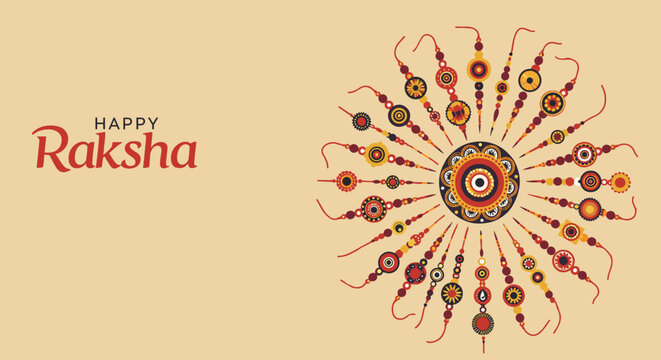 Elegant mandala illustration with rakhi design for Raksha Bandhan, suitable for posts celebrating the bond between siblings during the Indian festival.