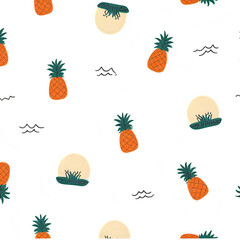 Tropical Pineapple Pattern: Repeating Design for Textiles & Backgrounds