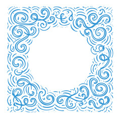 Blue Swirl Frame: Elegant Design Element for Digital Projects
