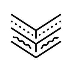 Mattress construction outline icon. Quality mattress materials variety for comfort and durability cutting edge technology inner layers. Vector icon for web design isolated on white background
