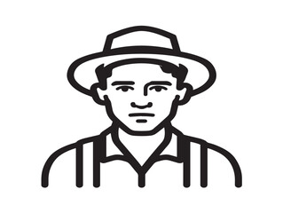Farmer Character Icon in Clean Minimal Modern Vector Illustration