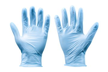 pair of clean, blue medical gloves, essential for protection and hygiene isolated on white background