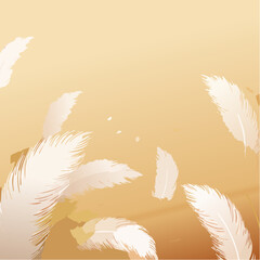 Beige pattern with white feathers vector