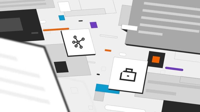 Office printer and copier machine animation in modern flat 2D business workplace design